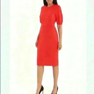 NWOT Maggy London red crepe puff sleeve dress